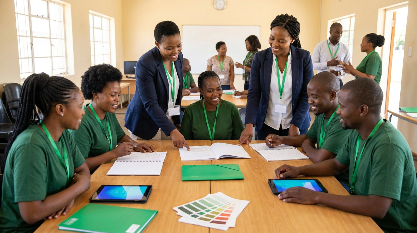 Bénévoles africains engagés dans une action sociale