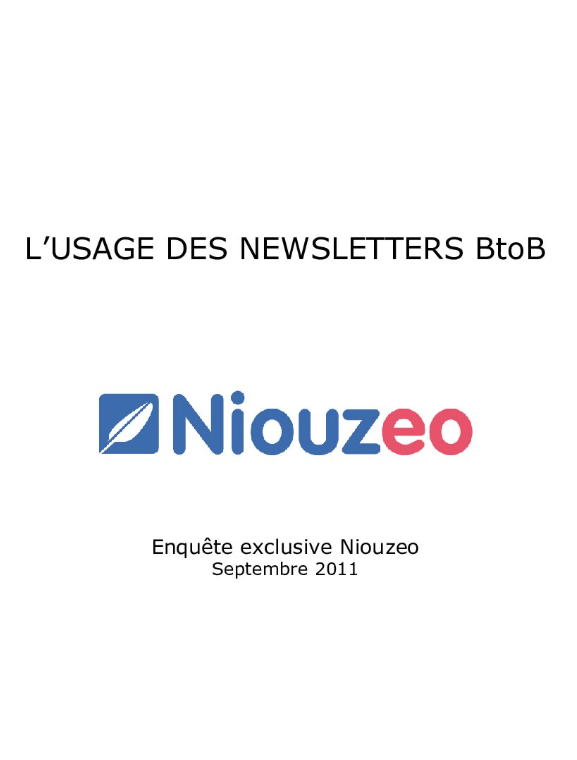 L’USAGE DES NEWSLETTERS BtoB