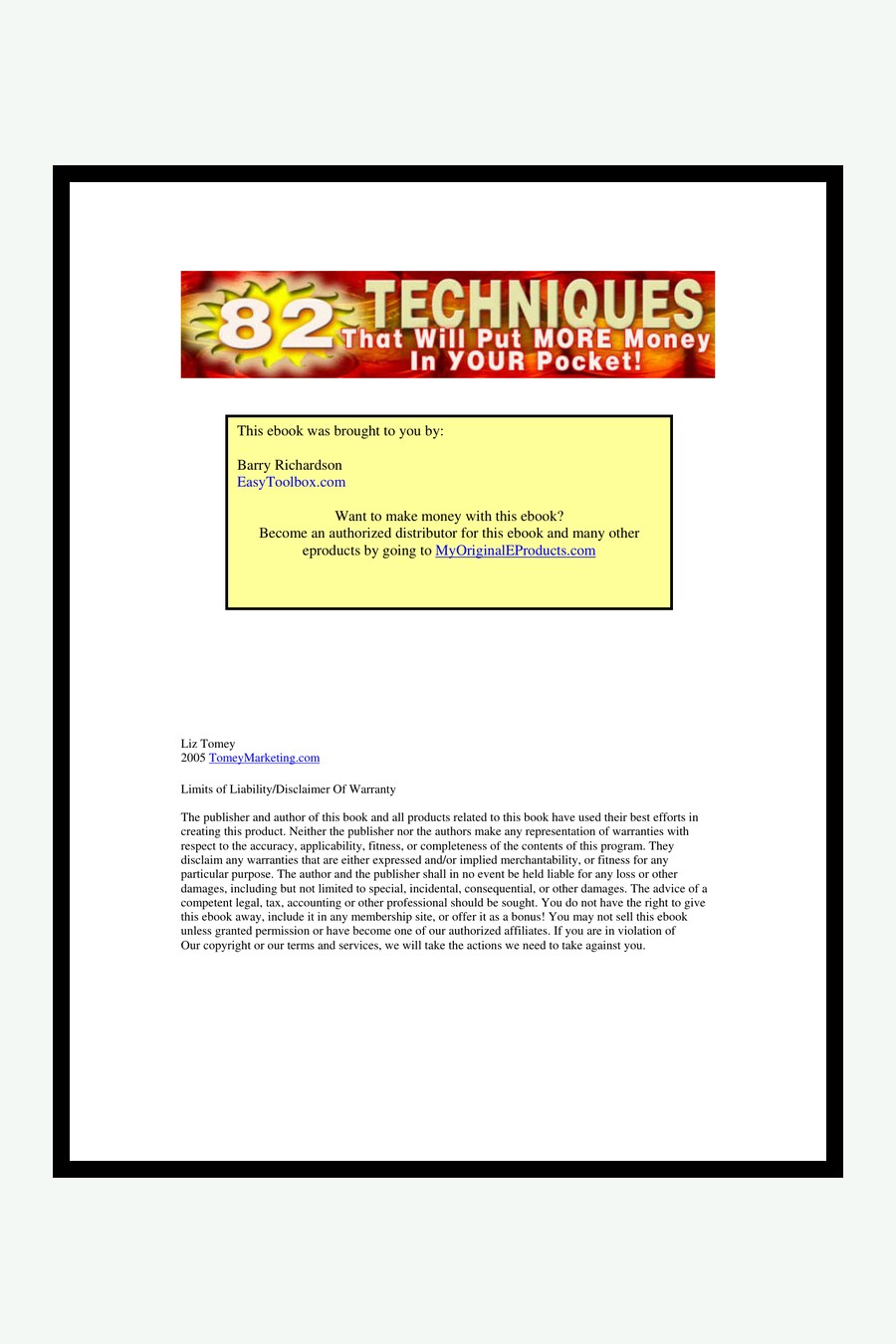 82 Techniques That Will Money In Your Pocket couverture