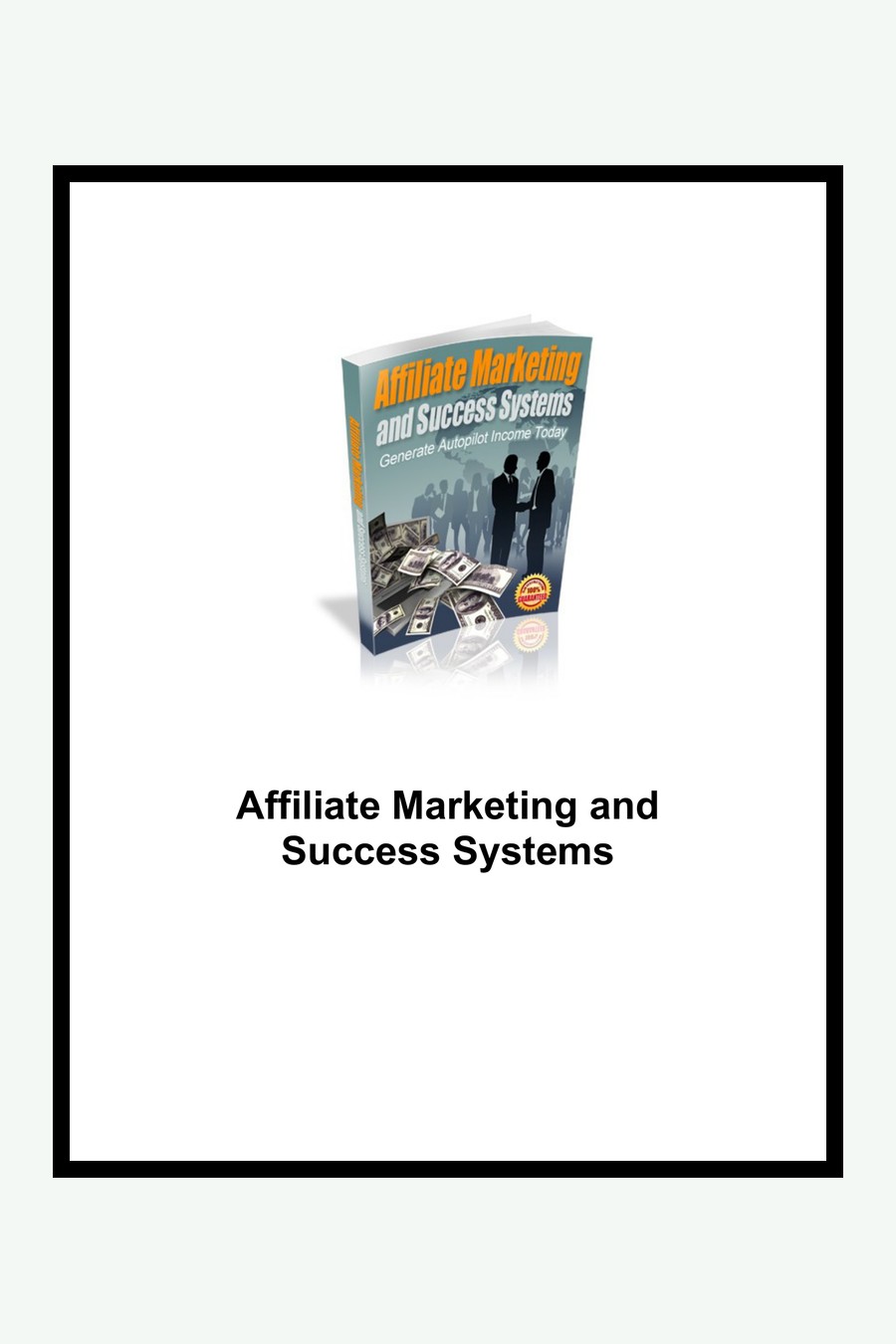 Marketing d’affiliation et systèmes de réussite Affiliate Marketing And Success Systems couverture