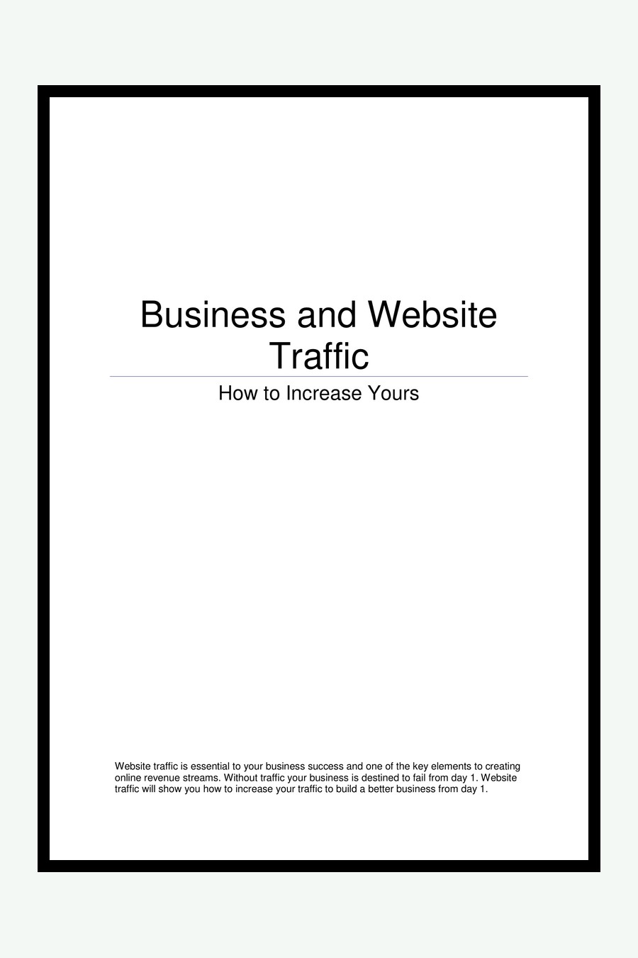 Trafic pour entreprise et site web Business And Website Traffic couverture